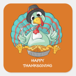 Happy Thanksgiving Turkije Vierkante Sticker