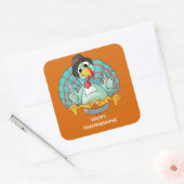 Happy Thanksgiving Turkije Vierkante Sticker (Envelop)