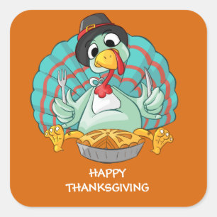 Happy Thanksgiving Turkije Vierkante Sticker
