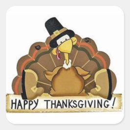 Happy Thanksgiving Turkije Vierkante Sticker