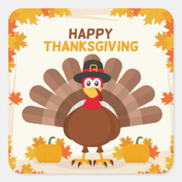 Happy Thanksgiving Turkije Vierkante Sticker