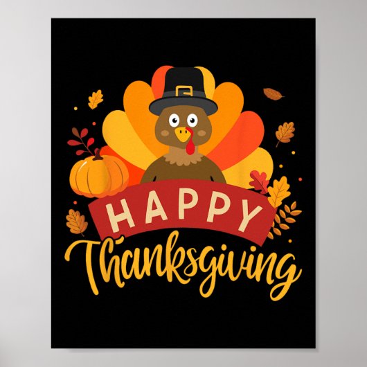 Happy Thanksgiving Turkije voor familie diner fees Poster (Voorkant)