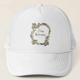 Happy Thanksgiving Typografie Golden Turkey Trucker Pet