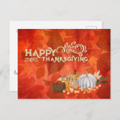 Happy Thanksgiving Typografie Herfstblad Pompoenen Briefkaart (Voorkant / Achterkant)