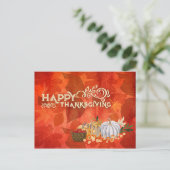 Happy Thanksgiving Typografie Herfstblad Pompoenen Briefkaart (Staand voorkant)