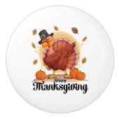 Happy Thanksgiving Typografie Keramische Knop (Voorkant)