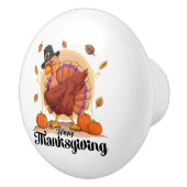 Happy Thanksgiving Typografie Keramische Knop (Rechts)