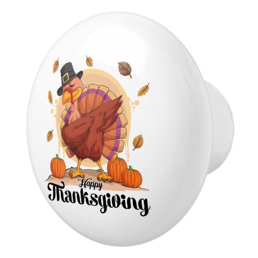 Happy Thanksgiving Typografie Keramische Knop (Rechts)