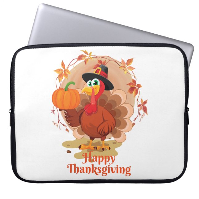 Happy Thanksgiving Typografie Laptop Sleeve (Voorkant)