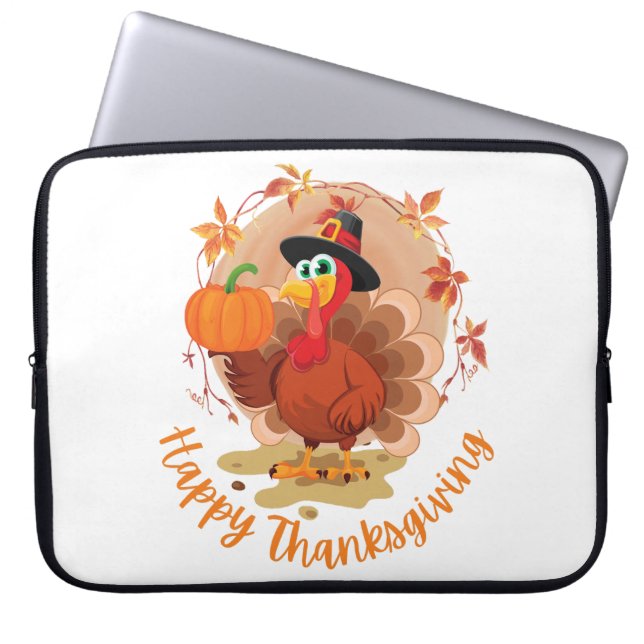Happy Thanksgiving Typografie Laptop Sleeve (Voorkant)