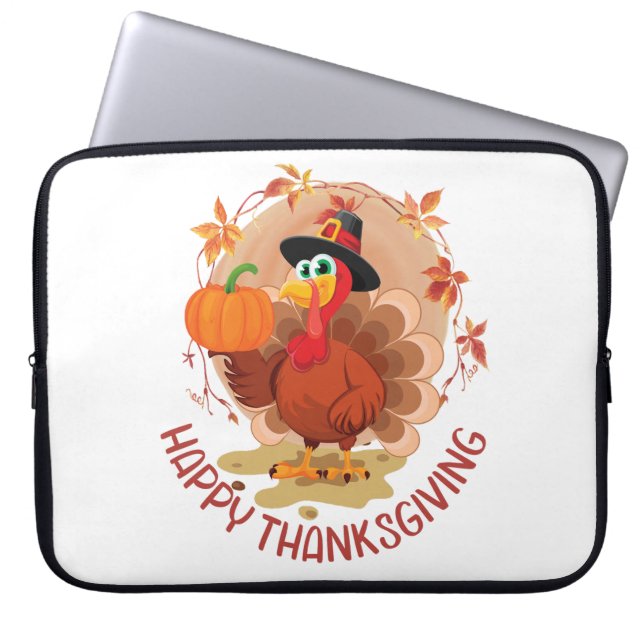 Happy Thanksgiving Typografie Laptop Sleeve (Voorkant)