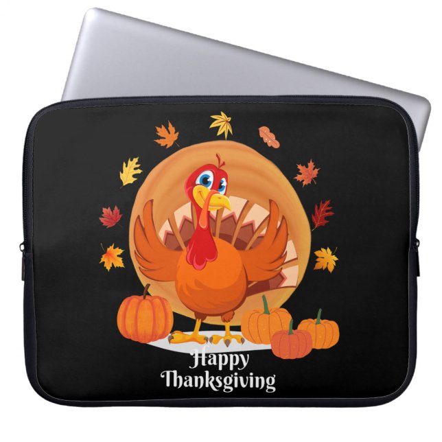 Happy Thanksgiving Typografie Laptop Sleeve (Voorkant)