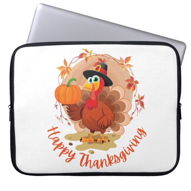 Happy Thanksgiving Typografie Laptop Sleeve (Voorkant)