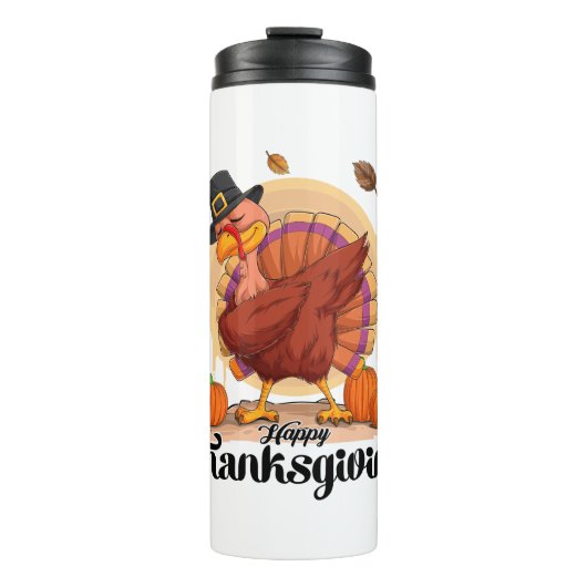 Happy Thanksgiving Typografie Thermal Tumbler Thermosbeker (Voorkant)