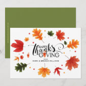 Happy Thanksgiving-typografie verlaat lijst Dank j Bedankkaart (Voorkant / Achterkant)