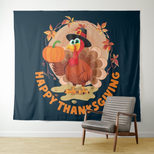 Happy Thanksgiving Typografie Wandkleed (In Situ (horizontaal))
