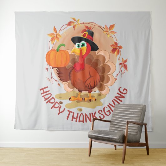 Happy Thanksgiving Typografie Wandkleed (In Situ (horizontaal))