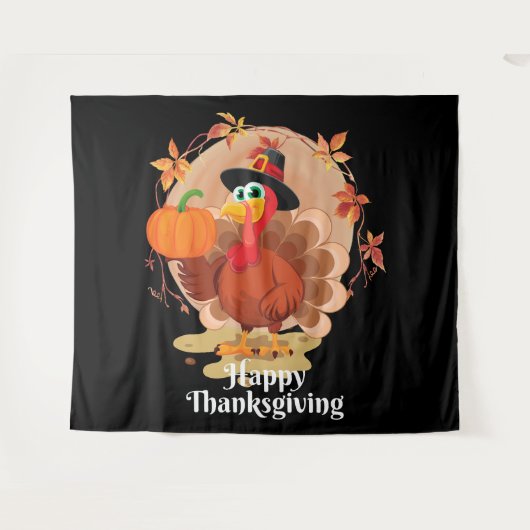 Happy Thanksgiving Typografie Wandkleed (Voorkant (horizontaal))