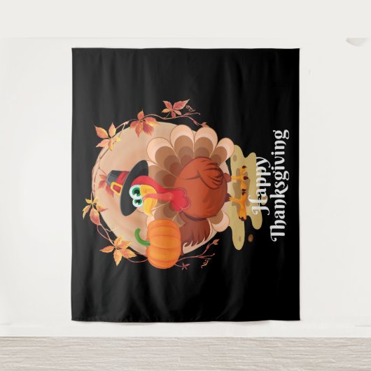 Happy Thanksgiving Typografie Wandkleed (Voorkant)