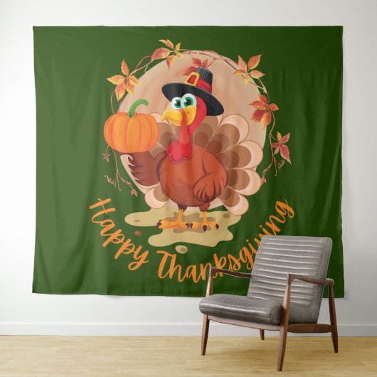 Happy Thanksgiving Typografie Wandkleed (In Situ (horizontaal))
