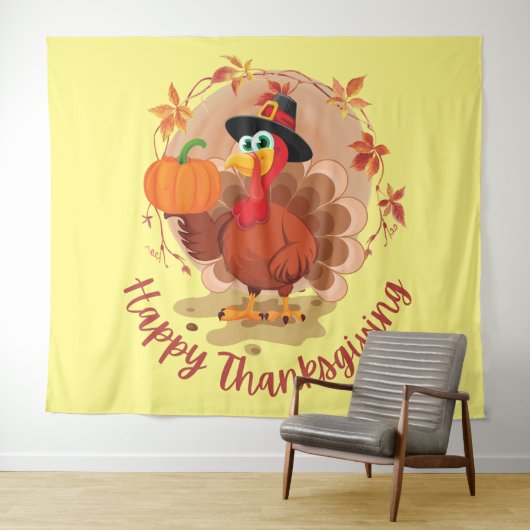 Happy Thanksgiving Typografie Wandkleed (In Situ (horizontaal))