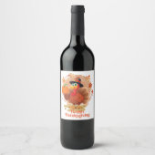 Happy Thanksgiving Typografie Wine Label Wijn Etiket (Voorkant)