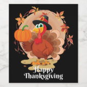Happy Thanksgiving Typografie Wine Label Wijn Etiket (Enkel label)