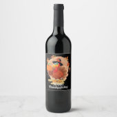 Happy Thanksgiving Typografie Wine Label Wijn Etiket (Voorkant)