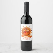 Happy Thanksgiving Typografie Wine Label Wijn Etiket (Voorkant)