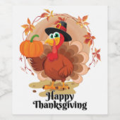 Happy Thanksgiving Typografie Wine Label Wijn Etiket (Enkel label)