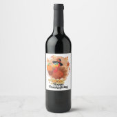 Happy Thanksgiving Typografie Wine Label Wijn Etiket (Voorkant)