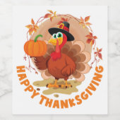 Happy Thanksgiving Typografie Wine Label Wijn Etiket (Enkel label)