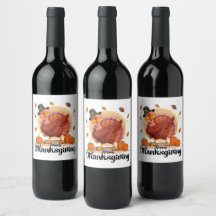 Happy Thanksgiving Typografie Wine Label
