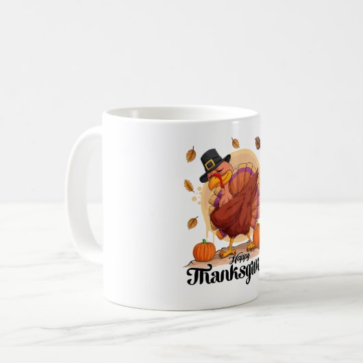 Happy Thanksgiving Typography Coffee Mok (Voorkant links)