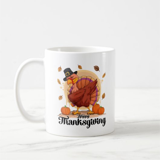 Happy Thanksgiving Typography Coffee Mok (Links)