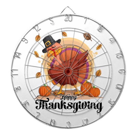 Happy Thanksgiving Typography Dartboard Dartbord (Voorkant)