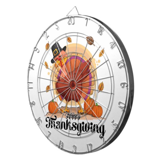 Happy Thanksgiving Typography Dartboard Dartbord (Voorkant Rechts)