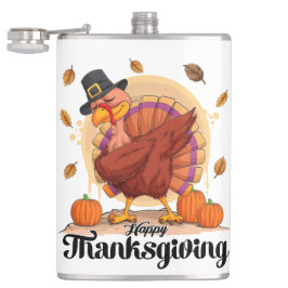 Happy Thanksgiving Typography Flask Heupfles