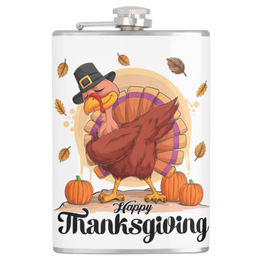 Happy Thanksgiving Typography Flask Heupfles (Voorkant)