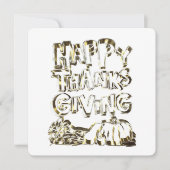 Happy Thanksgiving Typography Gold Harvest Pumpkin Feestdagenkaart (Voorkant)