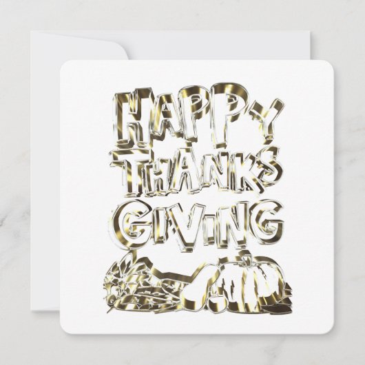 Happy Thanksgiving Typography Gold Harvest Pumpkin Feestdagenkaart (Voorkant)