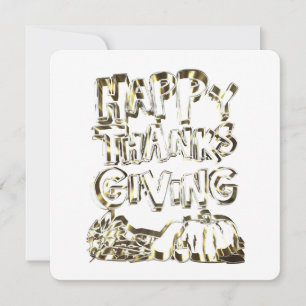 Happy Thanksgiving Typography Gold Harvest Pumpkin Feestdagenkaart