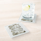 Happy Thanksgiving Typography Gold Harvest Pumpkin Glazen Onderzetter (Schuin)