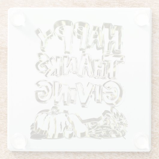 Happy Thanksgiving Typography Gold Harvest Pumpkin Glazen Onderzetter (Achterkant)