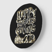 Happy Thanksgiving Typography Gold Harvest Pumpkin Grote Klok (Hoek)