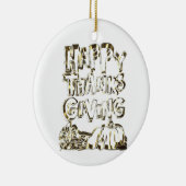 Happy Thanksgiving Typography Gold Harvest Pumpkin Keramisch Ornament (Rechts)