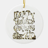 Happy Thanksgiving Typography Gold Harvest Pumpkin Keramisch Ornament (Voorkant)