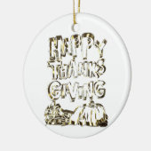 Happy Thanksgiving Typography Gold Harvest Pumpkin Keramisch Ornament (Links)
