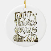 Happy Thanksgiving Typography Gold Harvest Pumpkin Keramisch Ornament (Achterkant)