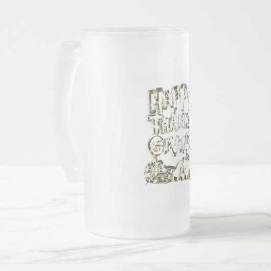 Happy Thanksgiving Typography Gold Harvest Pumpkin Matglas Bierpul (Voorkant links)